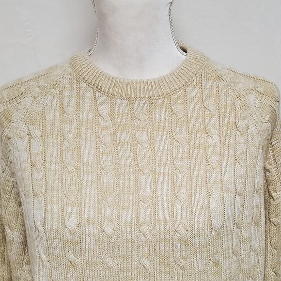 Rare Vintage 60s Onbian Butter Yellow Corded Knit Fisherman Sweater Crewneck Med - Picture 3 of 11
